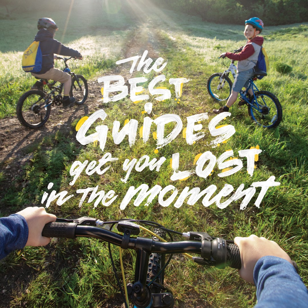 Scouts biking in the woods